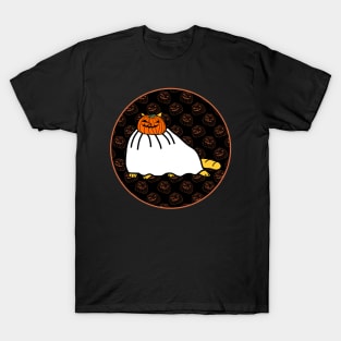 Halloween Horror Chonk Cat Dark Round T-Shirt